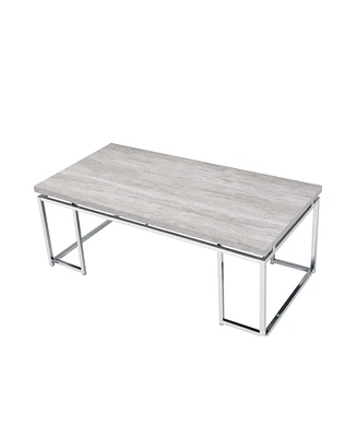 Simplie Fun Chafik Coffee Table, Natural Oak & Chrome