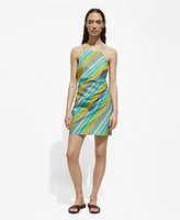 Mango Women's Striped Print Halter Dress