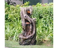 Streamdale Furniture Abstract Tree Trunk-Inspired Outdoor Fountain with Tranquil Water Sounds