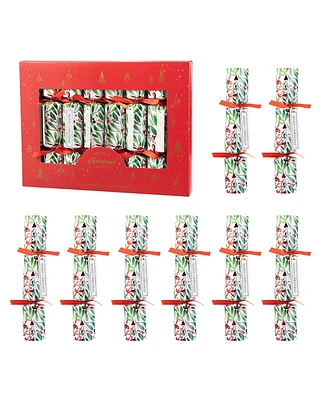 Glitzhome 8PK 1.50''D X 10.00''H Christmas Holy Leaves Party Cracker with Gift Contents