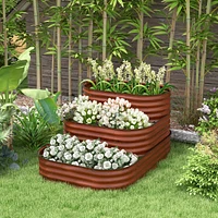 Streamdale Furniture 3-Tier Galvanized Raised Garden Bed with Open Bottom and Safety Edging