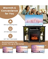 Costway Fireplace Tv Stand with Led Lights & 18'' Electric for Tvs up to 50''