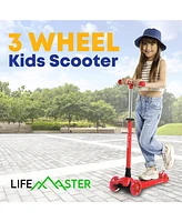Lifemaster Kids Scooter – Children and Toddler 3 Wheel Kick Led Lights Illuminate when Rolling– Adjustable Handle