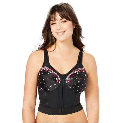 Comfort Choice Plus Embroidered Front-Close Longline Posture Bra