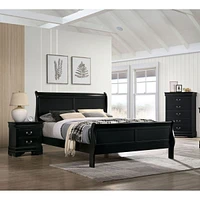 Streamdale Furniture Queen Size Bed Louis Philippe Solid Wood 1 Piece Bed Bedroom Sleigh Bed