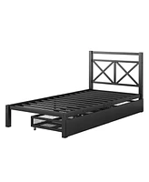 Streamdale Furniture Metal Platform Bed With 2 Drawers, Twin