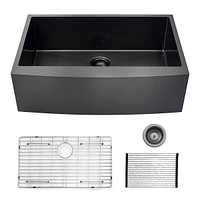 30 Inch Farmhouse Kitchen Sink, 16 Guage Stainless Steel Single Bowl Sink With Bottom Grid