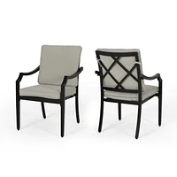 Modern Aluminum Dining Chair Set with Water-Resistant Cushions