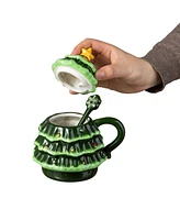 Glitzhome 6.5 H Christmas Ceramic Tree Mug with Lid and Spoon