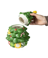 Glitzhome 3 Piece Dolomite Christmas Tree Cookie Jar Set