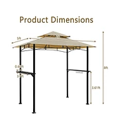 Mondawe 8 x 5 ft Outdoor Grill Gazebo Double Tier Soft Top Canopy