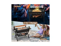 Slickblue Barbecue Charcoal Grills with Wind Guard Seasoning Racks-Black