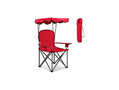 Slickblue Portable Folding Beach Canopy Chair with Cup Holders