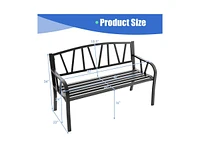 Slickblue Patio Garden Bench with Metal Frame and Slatted Seat-Black