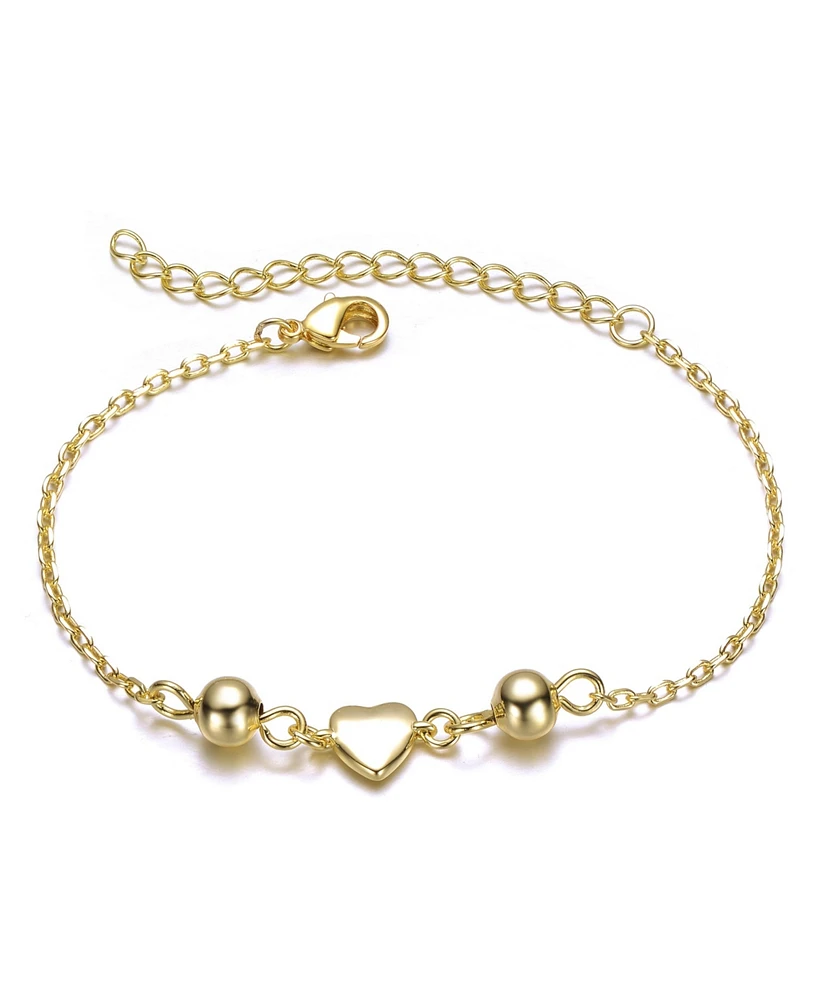 GiGiGirl Kids 14k Gold Plated Tiny Heart & Pearl Station Charm Bracelet
