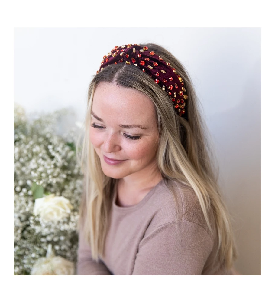 Headbands of Hope Women s Traditional Knot Headband - Velvet Maroon Gem