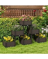 Slickblue 2 Set Elevated Plastic Raised Garden Bed Planter Kit for Flower Vegetable Grow-Brown