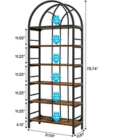 Tribesigns Bookshelf Set of 2, 6-Tier Tall Arched Bookshelves, 78.7" Industrial Metal Open Bookcase and Bookshelves, Free Standing Storage Shelvi