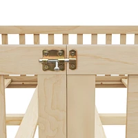 Full Size Bed Floor Bed with Safety Guardrails and Door for Kids, Natural