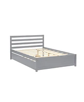 Streamdale Furniture Full Size Wood Platform Bed Frame With Headboard And Twin Trundle