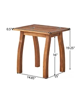 Coastal Slatted Outdoor Accent Table for Patio or Pool Deck