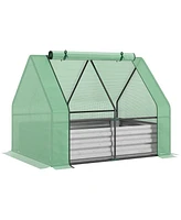 Galvanized Raised Garden Bed with Greenhouse Cover for Plant Protection