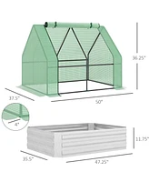 Streamdale Furniture Galvanized Raised Garden Bed with Greenhouse Cover for Plant Protection