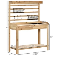 Spacious Potting Table with Sink, Storage, and Sturdy Fir Wood Construction