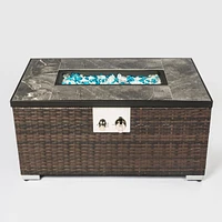 Outdoor Fire Table Propane Fire Pit Rattan Gas Fire Table, Gas Fire Table With Tile Tableto