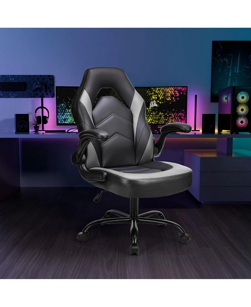 Streamdale Furniture Ergonomic Gaming Throne S-Curve Back, Flipable Arms, Reclining Comfort, Durable Design