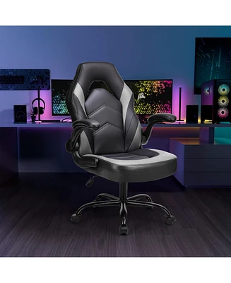 Streamdale Furniture Ergonomic Gaming Throne S-Curve Back, Flipable Arms, Reclining Comfort, Durable Design