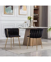 Dining Chair, Thickened Fabric Chairs With Wood Legs, Set Of 2