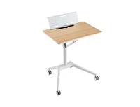 Slickblue Height Adjustable Mobile Standing Desk with Detachable Holde-Natural