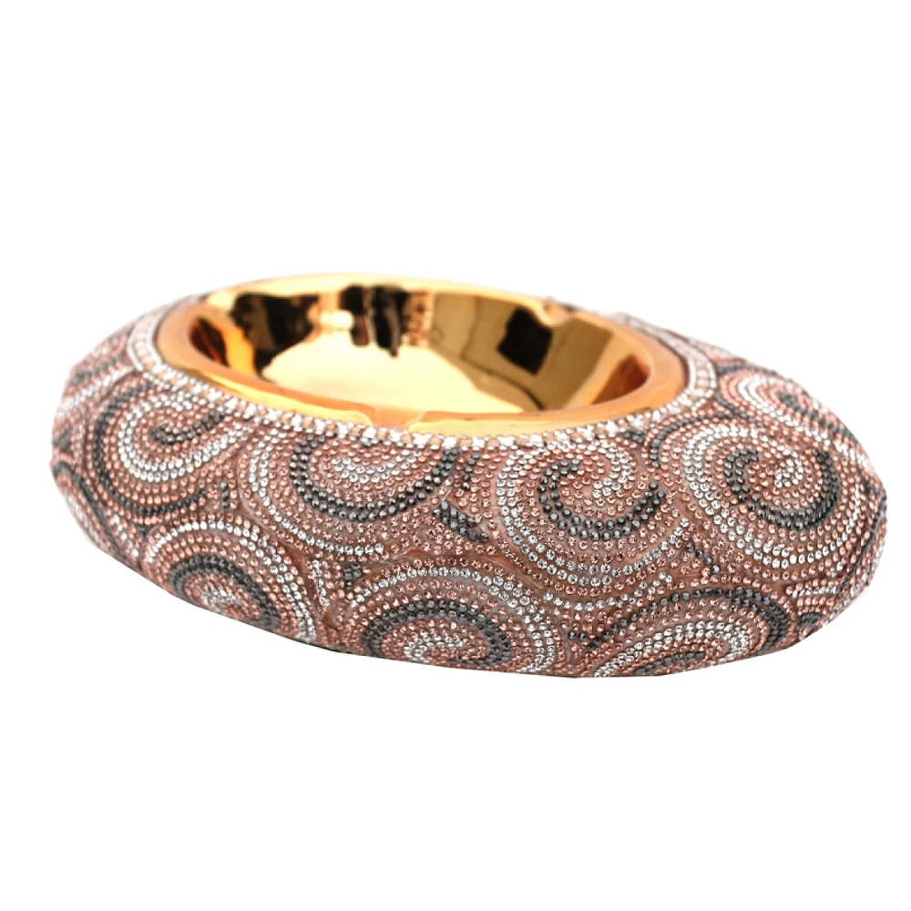 Simplie Fun Chrome Plated Crystal Embellished Ceramic Ashtray