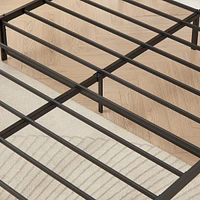 Bed Frame With Charging Station Queen Size, Grey, 87.8" L X 61.8" W X 39.2" H