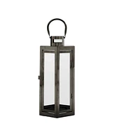 Simplie Fun Hexagonal Stainless Steel Lantern with Tempered Glass for Outdoor Decor