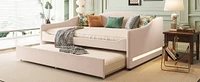 Teddy Fleece Full Upholstered Daybed With Light And Trundle
