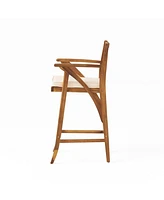 Stylish Outdoor Barstool with Cushion (Set of 2)