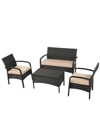 Simplie Fun Cordoba Brown Pe Rattan Chat Set Comfort and Style for Outdoor Living