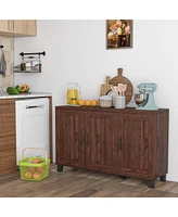 Slickblue 3-Door Buffet Sideboard with Adjustable Shelves and Anti-Tipping Kits