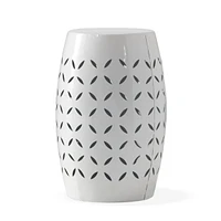 Elegant Lace-Cut Metal Barrel Side Table for Outdoor and Indoor Use