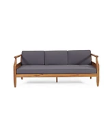 Streamdale Furniture Mid-Century Luxury Outdoor Sofa Acacia Wood and Water-Resistant Cushions