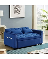 Simplie Fun Modern Velvet Convertible Loveseat Sleeper Sofa Couch With Adjustable Backrest, 2 Seater Sofa