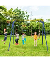 Slickblue Boys 4-in-1 660 lbs Heavy Duty Swing Set Aged 3-9 Years Old-Yellow