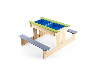 Slickblue 3-in-1 Outdoor Wooden Kids Water Sand Table with Play Boxes