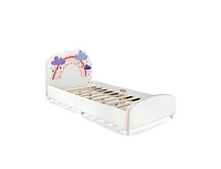 Slickblue Kids Twin Size Upholstered Platform Wooden Bed with Rainbow Pattern