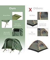 Slickblue Cot Elevated Compact Tent Set with External Cover-Green