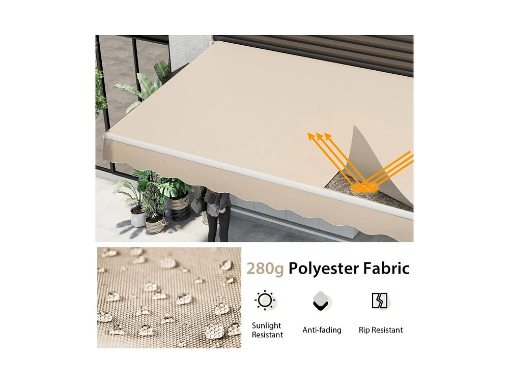 Slickblue 12 x 10 Feet Retractable Patio Awning Aluminum Sunshade Shelter-Beige