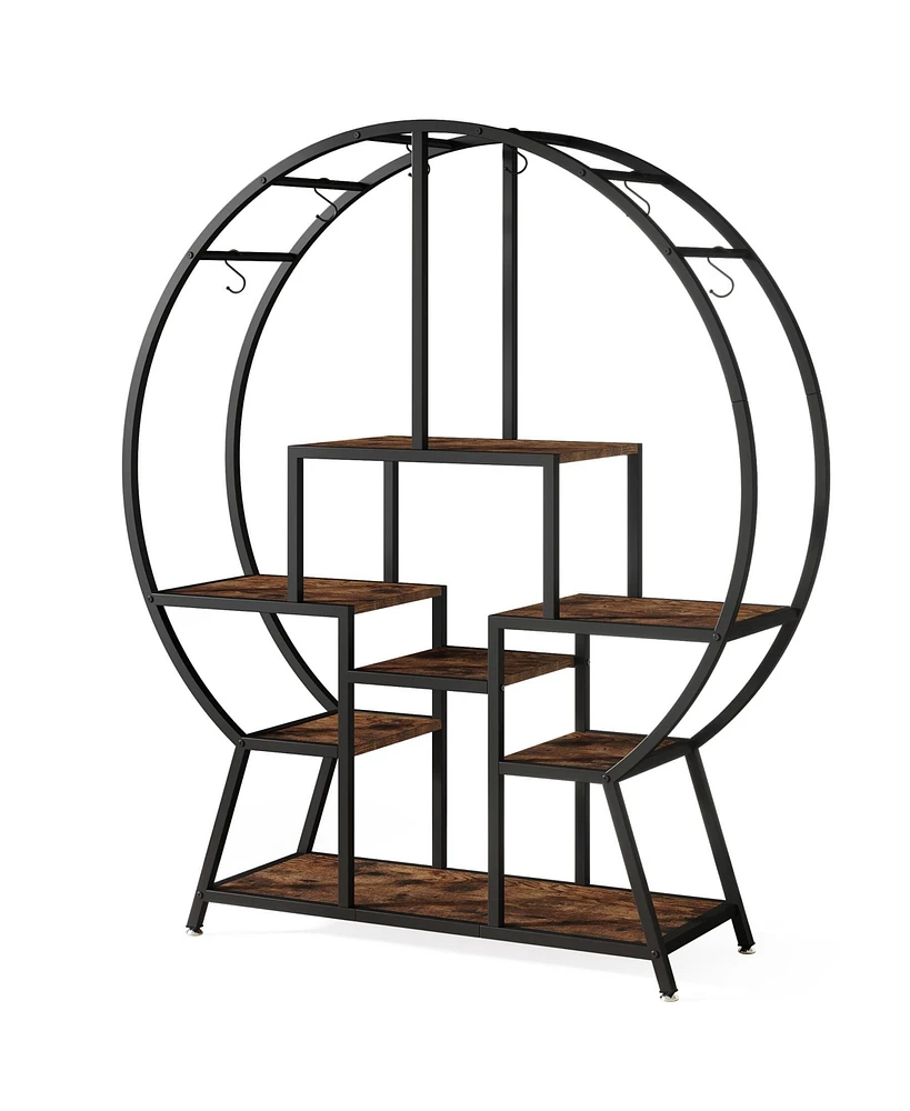 Tribesigns 65" Large Bookshelf Bookcase, Industrial Round Etagere Bookshelves with 7