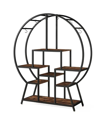 Tribesigns 65" Large Bookshelf Bookcase, Industrial Round Etagere Bookshelves with 7